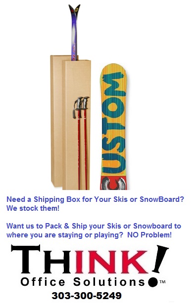 THINK! Office ski and snowboard Pack & UPS Ship Services Denver, Aurora, Centennial, CO